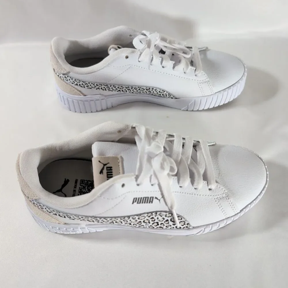 Puma Carina White Leopard Print Sneakers Women's 7 Style 403055-01